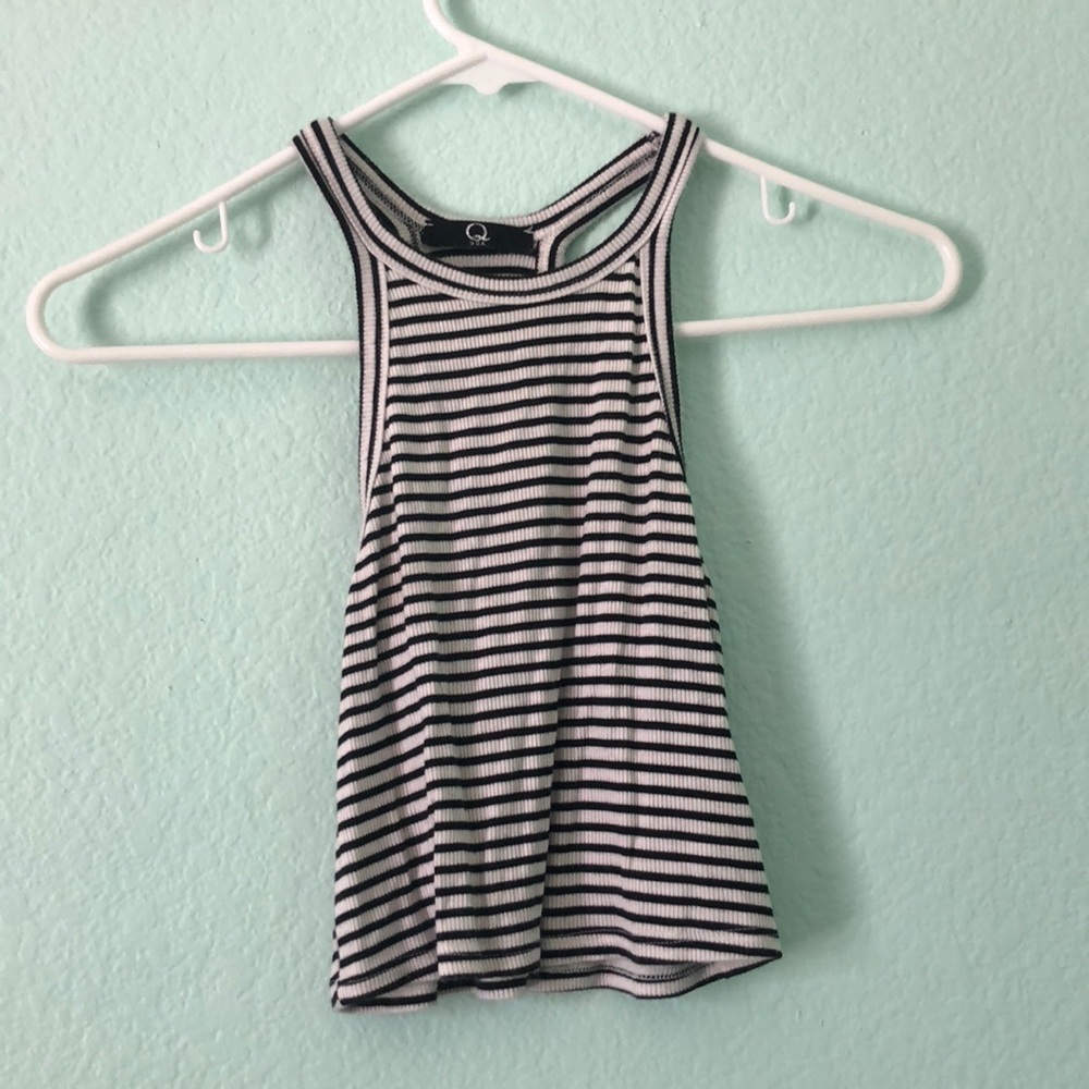Plain stripped high neck tank top